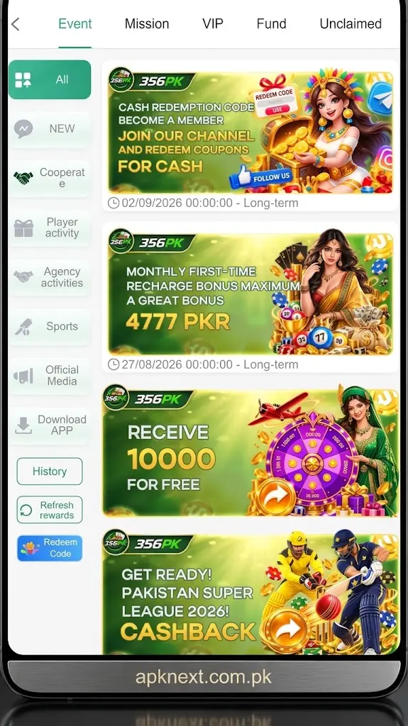 356PK Game APK rewards and bonuses